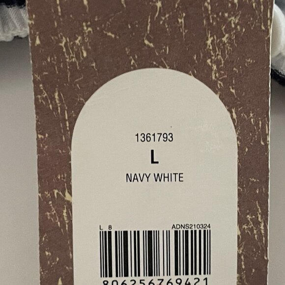 Red Camel Tank Top Large Spaghetti Straps Shirred Striped Navy White Baby Doll - Picture 12 of 12